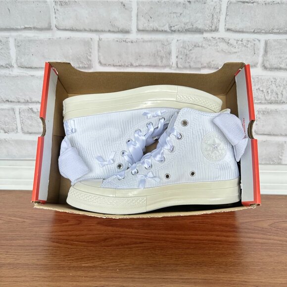❤️Converse Chuck 70 Hi Bow Pleated 9 Women Shoes Elegant Sneaker White A15191C - Picture 9 of 13